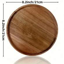 1pc Wooden Tray, Round Wood Fruit Plate, Wooden Dessert Platter, Coffee Cup Holder, Tea Cup Saucer, Multi-Functional Serving Platter, Decorative Fruit Dish, Washable Food Tray, Cake Plate, Household Cheese Plate, Creative Bread Platter, Suitable For Decorating Room And Kitchen, For Steak, Pizza, Sushi Etc.