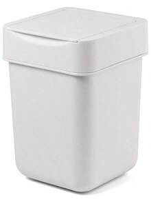 Mini Trash Can, Countertop Trash Can With Lid, 2 Liter/ 0.5 Gallon, Waste Basket, Garbage Container For Coffee Bar, Bathroom, Kitchen, Office, Desk, Bedroom - White - White - View 1