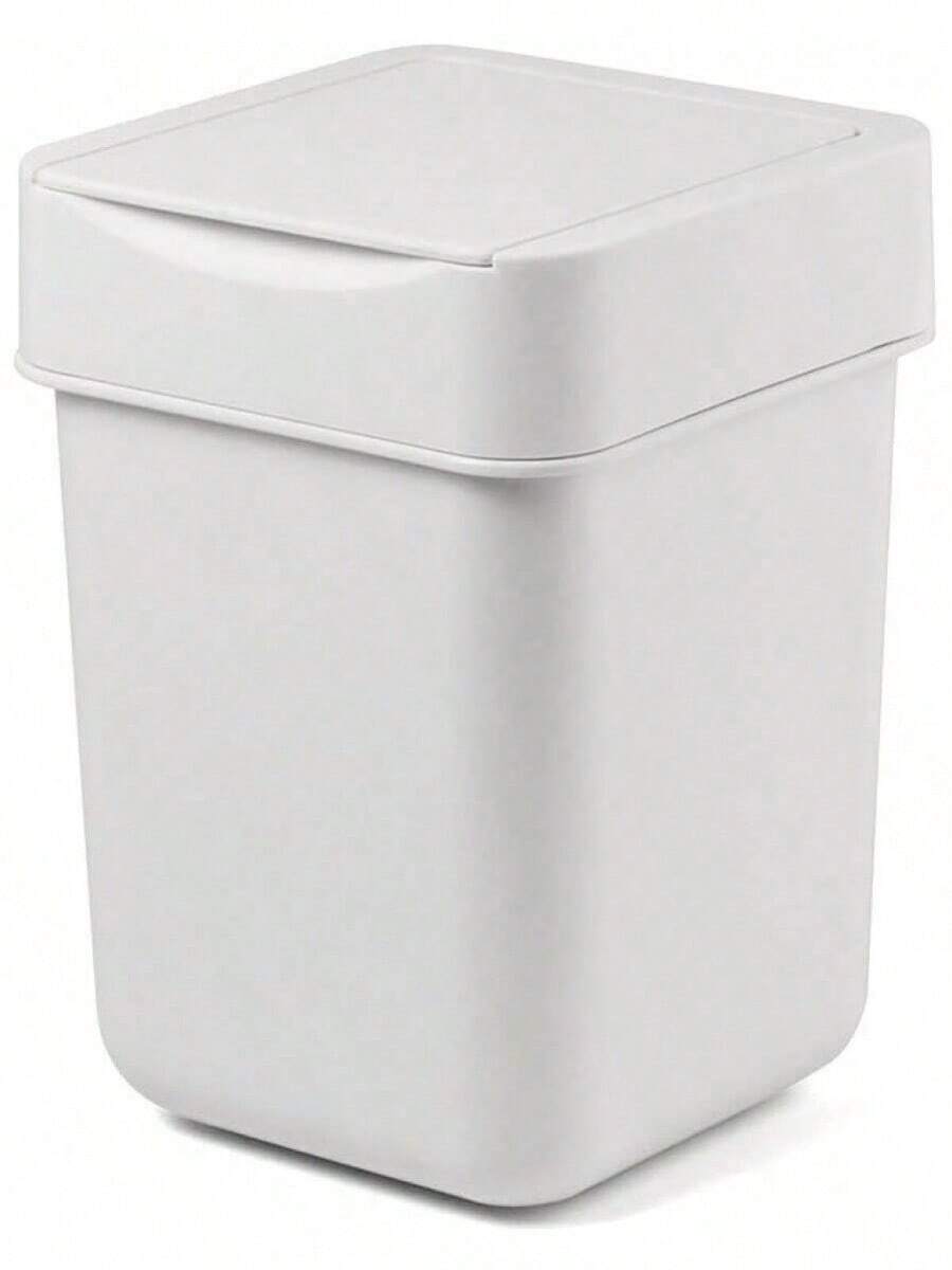 Mini Trash Can, Countertop Trash Can With Lid, 2 Liter/ 0.5 Gallon, Waste Basket, Garbage Container For Coffee Bar, Bathroom, Kitchen, Office, Desk, Bedroom - White - White - View 1