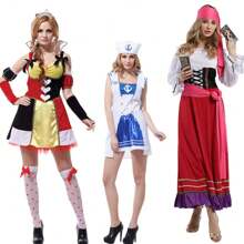 Three Different Styles Of Women's Role-Playing Skirts, White Female Sailor/Crew Skirt, Peach Queen Skirt, Long Dress, Suitable For Stage Performances, Carnival Parties