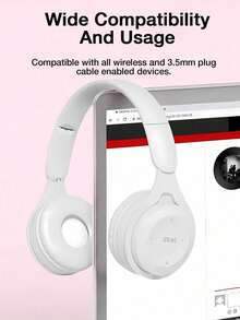 GENAI Wireless Headphones With Microphone, HiFi Stereo Sound, Foldable & Lightweight, Volume Control, 3.5mm Stereo Cable, Deep Bass, Suitable For Home, Office, Phones, Computers - Multicolor - View 7