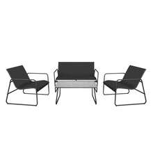 Conjunto Jardín de Sofá + 2 Sillones + Mesa de Acero Resistente, Decorativo y Ligero. Asiento para Exterior en Patio, Balcón y Terraza de Fácil Instalación. (Negro, 4 Piezas) - Gris Oscuro - Ver 2