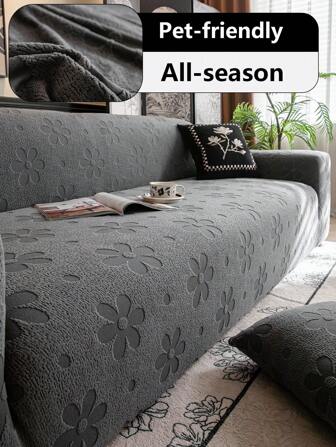 1pc Luxury Modern Minimalist Sofa Cover Set, Elegant Floral Design Universal Slipcover, Pet-Friendly Soft Fabric, Machine Washable, Suitable For 1/2/3/4/5 Seater Sofa, All Seasons