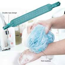 3 Piece Kit Bath Accessories Shower Glove And Exfoliating Band Body Cleaning Sponge Soft Nylon Loofah Esupuma - 粉色 - 查看 2