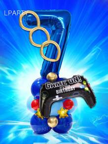 23-teiliges blaues & goldenes Ballon-Set für Gamer-Geburtstag - 32 Zoll blaue Nummer-Luftballons 0-9, Spielkontroller Folien-Luftballons, metallisch goldene lange Luftballons, 5 Zoll goldene Stern-Luftballons, 10 Zoll dunkel- und hellblaue Latex-Luftballons - perfekt für Gaming-Party Dekoration, Videospiel-Themen Geburtstag Dekor, Arcade-inspirierter Hintergrund, Geschwindigkeit & Action Party-Stil