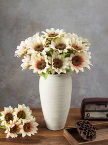 1pc Artificial Sunflower Bouquet, Double Head Blue Sunflower Long Stem Silk Fake Big Sunflower Decoration For Garden Decoration Supplies Outdoor Home Wedding Birthday Party Decoration, Mother's Day Or Birthday, Anniversary Gift Flower Arrangement Decoration, Farmhouse Home Bohemian Style Wedding Table Centerpiece,Fall Decor,Autumn