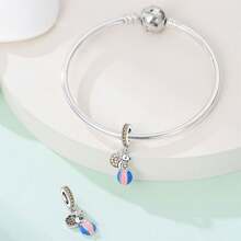 1 pieza Colgante de plata con plateado de la serie del parque de atracciones del circo, que incluye un lindo péndulo de noria, carrusel, mono, globo aerostático, oso, ardilla y payaso, adecuado para pulseras DIY y joyería de mujer