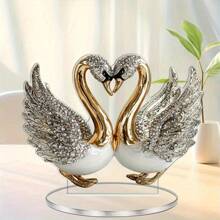 1 pièce Décoration acrylique plate 2D, Décoration de forme de cygne de couple. Parfait pour la décoration de la maison, chambre à coucher, salon et bureau. Parfait pour la maison, le café, le mariage, l'anniversaire, la remise des diplômes, cadeaux pour la famille et les amis.