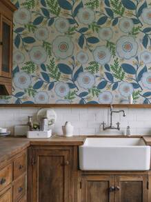 Boho Floral Removable Peel And Stick Wallpaper Paisley Wall Art Wall Decor Blue And White Flowers On Navy Bluekid's Room Self Adhesive Wallpaper Room Decor Home Decor Wallpapers Wall Paper Bathroom Kitchen Wall Stickers Wall Sticker