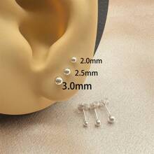 6 peças de brincos redondos hipoalergênicos de prata esterlina 925 com formato de bola, 2,0 mm/2,5 mm/3,0 mm, joias minimalistas para mulheres