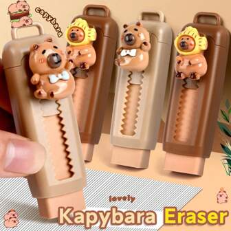 Kawaii Capybara Infällbart Gummi Suddgummi Slumpmässig Färg Söt Koreanskt Skrivmaterial Skolkontorsmaterial För Tillbaka Till Skolan