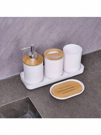 1pc Bathroom 4-Piece Set, Hotel Bath & Wash Supplies Bathroom Decor Fall Decor Bathroom Accessories Bathroom Organizer Back To School Storage