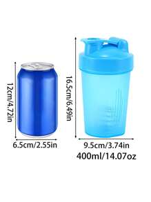 1 pièce Bouteille shaker 400 ml 14 oz pour shakes protéinés, bouteille shaker, tasse à shake fitness, gourde de sport, bouteille shaker avec fouet à billes, facilite l'ajout de doses et de liquides, avec marquages en relief mesurant les onces et les millilitres, parfait pour les shakes protéinés et les smoothies