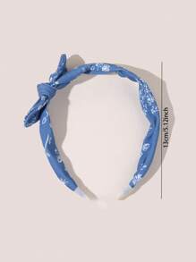 2 piezas Diademas azul vaquero para niñas, vinchas con lazo y estampado de flores, tocado vintage elegante y sencillo, regalo de fiesta para niñas, aros para el cabello, accesorios para el cabello de niños