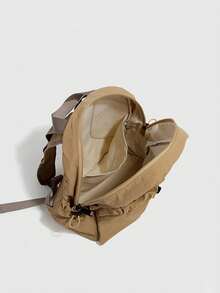 Leisure Drawstring Design Lightweight Backpack& Summer Travel Backpack & Vacation Style Backpack&Sporty Backpack, Preppy Backpack For School - Khaki - View 5