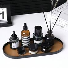 Bandeja ovalada de metal estilo nórdico con acentos - Organizador versátil de uso múltiple para joyas, fragancias, gafas y llaves | Solución de almacenamiento decorativa elegante para el hogar, hotel, cafetería y eventos (sala de estar, baño, dormitorio, entrada) para mujeres Organizador de almacenamiento Esenciales de viaje Regalo de regreso a la escuela - Multicolor - Ver 8