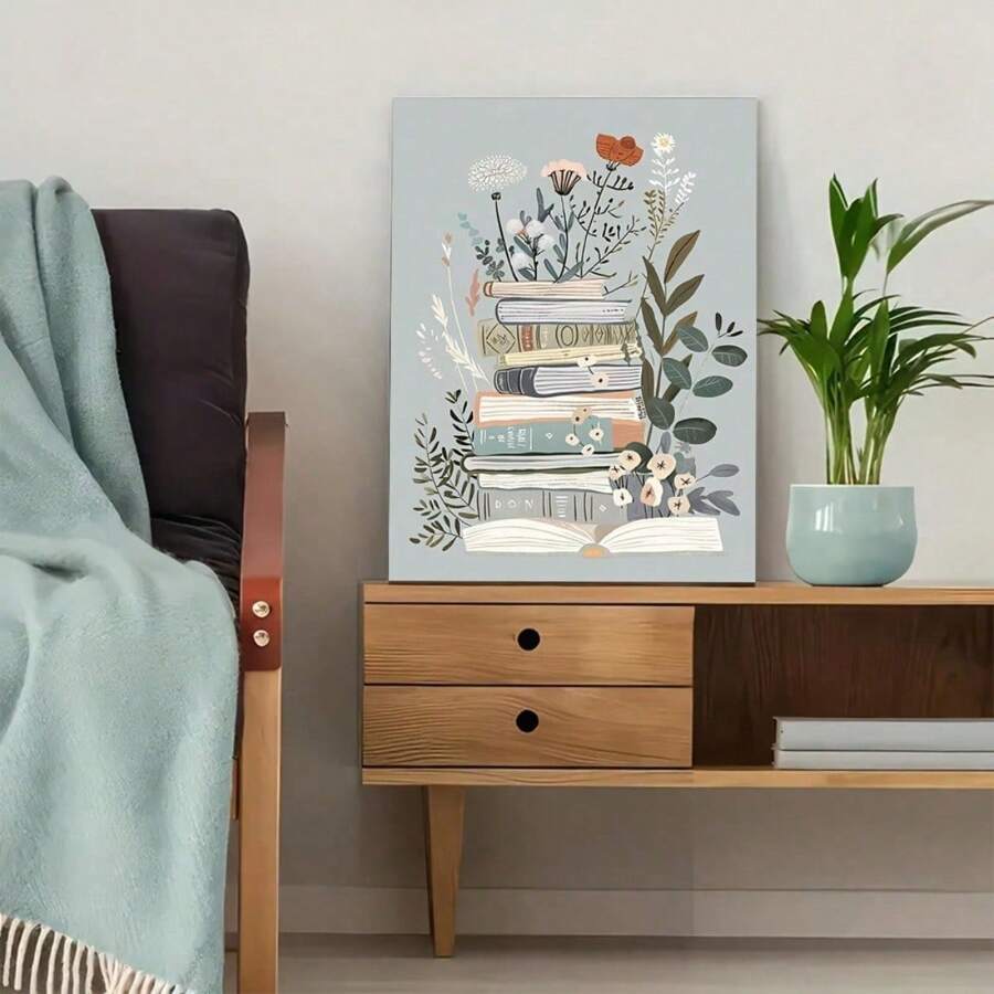 1 peça de pintura em tela de flores silvestres encantadoras de primavera, decoração para casa, arte de quarto, decoração de parede, moldura opcional