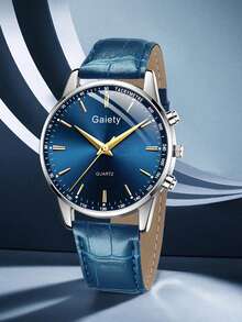 1 件 PU 皮革表带时尚休闲商务条形刻度简约表盘石英手表适合日常佩戴或节日礼物