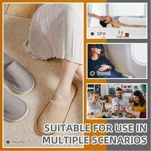 1-6 pares de pantuflas de spa, pantuflas desechables antideslizantes para invitados, lavables y reutilizables, que se pueden usar para mujeres, hombres, en casa, interiores, baño, dormitorio, hotel, novia - Ver 3