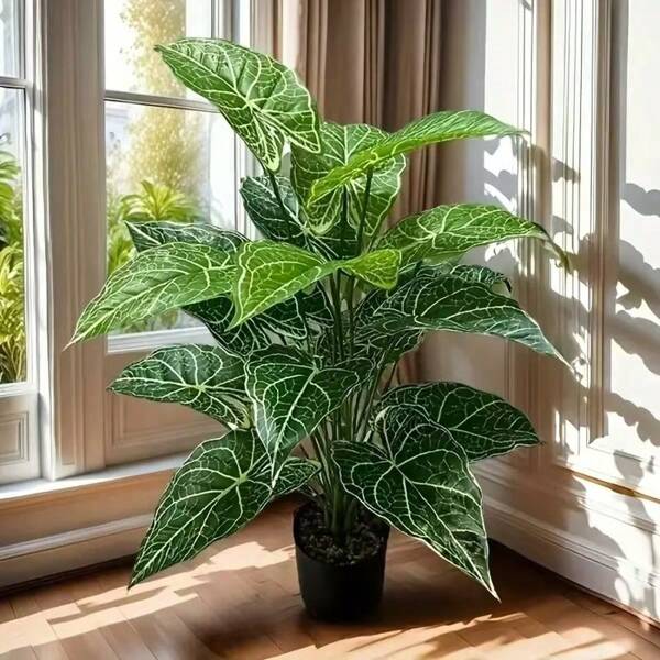 1 pieza de planta artificial de palmera grande de color verde oscuro en maceta - Decoración de interior/exterior. Follaje de plástico vibrante - Ideal para bodas, jardines, fotografía, Día de San Valentín, Día de la Madre, decoración de árbol de palma, sin maceta incluida