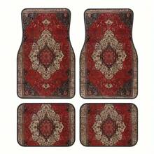 4pcs Bohemian & European Retro Pattern Car Floor Mats - Universal Fit Polyester Front & Rear Seat Car Mats - Suitable For Sedan, Saloon, SUV, Van All-Weather Vehicle Interior