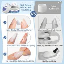 SUPWEE Gel builder sólido para uñas, blanco 60 g/2.1 oz, gel de escultura 3D para arte de uñas, gel duro de mano sin pegajosidad para extensión de uñas, tallado de uñas, patrones 5D, decoración de uñas en relieve, se retira con remojo UV LED - Blanco-60g - Ver 2