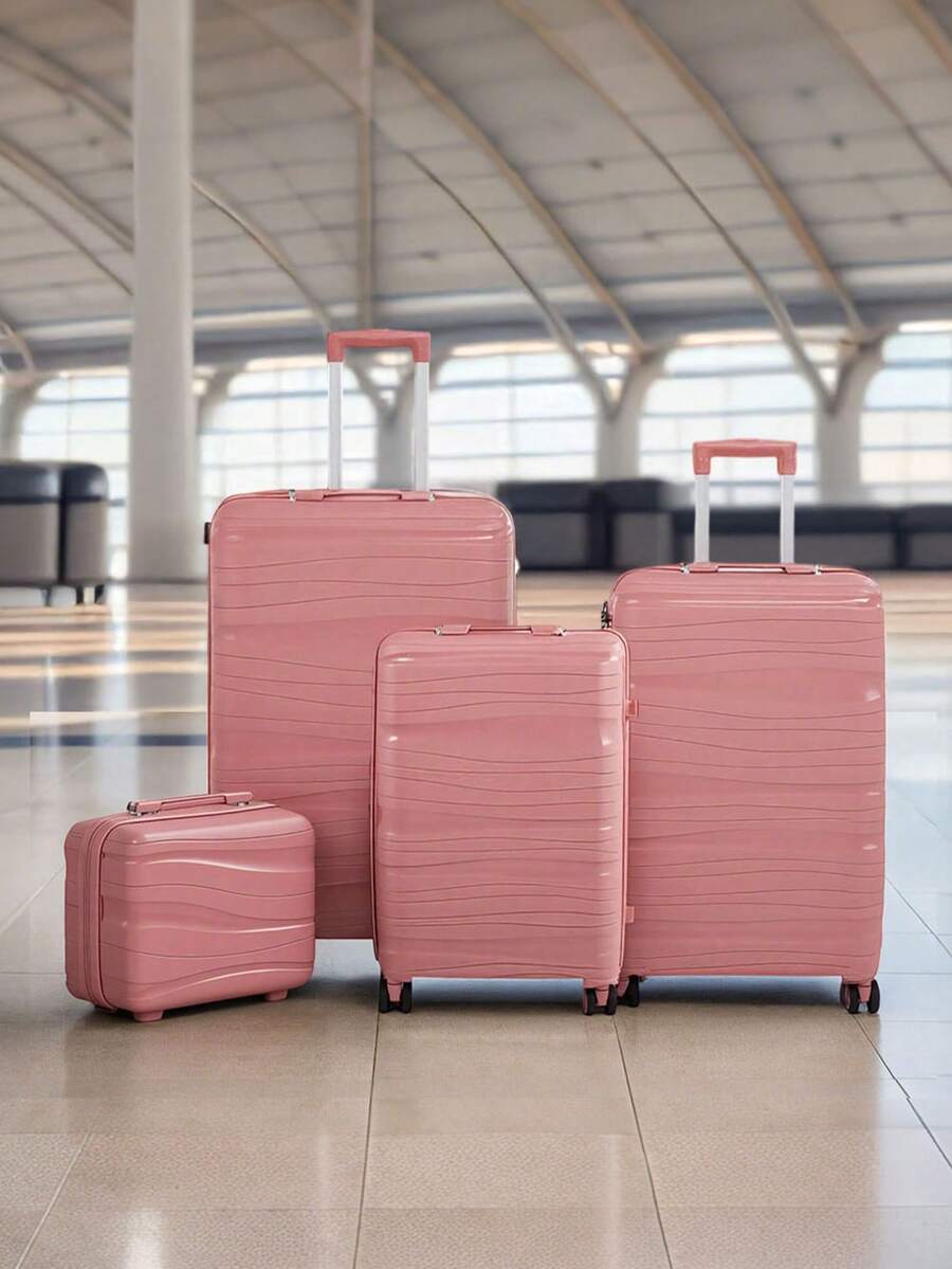 Living And Home 4-Piece (Lightweight PP) Lockable Suitcase Set – 14"/20"/24"/28" Expandable Luggage With Silent Wheels & TSA Lock – Nesting Design For Compact Storage - Rose Gold - View 1