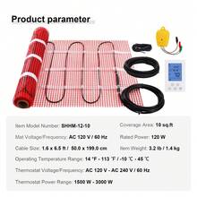 Floor Heating Mat,10 Sq.Ft. 14℉-113℉ Electric Radiant Floor Heated Warm System With Digital Floor Sensing Thermostat, 110-120V  Includes Installation Monitor, Adhesive Back For Easy Installation - 10 Sq.ft. - View 7