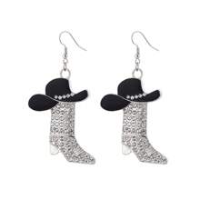 1 Pair Western Cowboy Style Rhinestone Boots Shaped Earrings, Multi-Color