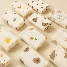 1/3/5pcs 4-Layer Gauze Children Towels, Random Color Baby Burp Cloths Bibs For Nursery And Toddlers - Multicolor - View 2