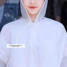 Raincoat With Thick And Long Transparent Reinforced Reusable Gabardine - màu đen - Xem 3