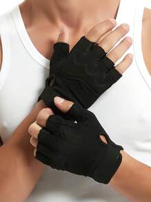 1 par de guantes sin dedos negros, guantes tácticos sin dedos transpirables y ligeros para actividades al aire libre como tiro, caza, conducción de motocicleta y escalada.