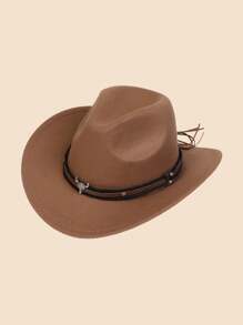 1Pc Western Cowboy Hat Felt Roll Up Cowgirl Hats Shapeable Outdoor Wide Brim Buckle Belt Hat For Men Women