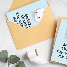 Funny First Fathers Day Cards Gifts For New Dad, Cute 1st Father's Day Card Gift From Baby Son Daughter, Baby Daddy Fathers Day Card, Thanks For Wiping My Bum Envelope + Greeting Card + One Golden Sealing Stickerschool Supplies,Back To School