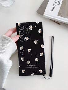 1 件黑色 TPU 雏菊和叶子植物印花保护手机壳 + 1 件黑色硅胶腕带，适用于 Android 手机，包括 Galaxy A51 4G、A52、A52s 5G、S23 Ultra、A13 4G、A12、S22 Ultra、OPPO A54、A54、A04E、A05S、A34、S24 Ultra 5G、Redmi Note 13、A14、A32 4G - 彩色 - 查看 3