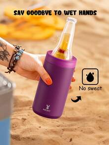 女士通用罐装饮料冷却器：均码 - 适用于细长罐、常规 12 盎司和 16 盎司罐和瓶子 - 隔热双层不锈钢 - 适合苏打水爱好者 - 酒紅色 - 查看 8