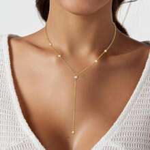 Women Elegant Versatile Crystal Rhinestones Long Y-Shape Tassel Necklace