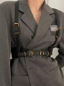 1pc Punk Style Functional Suspenders, For Dresses, Shirts, Suits And Everyday Use, Suitable For School, Halloween, Christmas - Gold - View 4