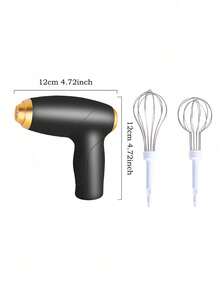 1pc Portable Rechargeable Handheld Electric Frother, Household Electric Milk Frother Machine, Milk Cover, Hair Beater, Coffee Frother Mixer With 2 Stainless Steel Whisks, 3-Speed Adjustable Foam Maker, Suitable For Coffee, Matcha, Latte, Cappuccino, And Hot Chocolate Back To School