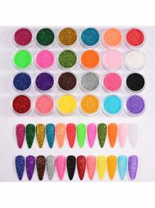 24PCS Iridescent Sugar Nail Glitter Nail Art Iridescent Fine (.004") Glitter Powder Candy Coat Powder Pigment For Manicure Sugar For Gel Nail Polish, Gel And Acrylic Nail Powder - (24 Jars)