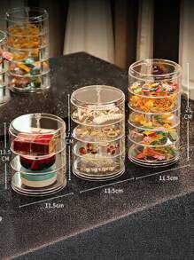 5 Layers Jewelry Organizer Storage Box, FODIENS Rotatable Hair Tie Container Earrings Holder Organizer For Women, Clear Jewelry Accessory Storage Tray With Lid For Earrings Bracelets Necklaces (Clear)