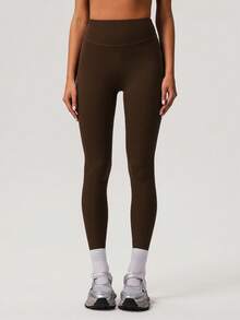 Sodalemon Leggings da donna per allenamento, senza cuciture frontali, che sollevano il lato B, leggeri, taglia EU, per yoga, casual, sport all'aperto - Caffè Marrone - Visualizzare 8