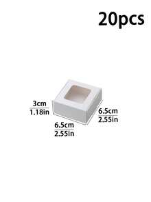 20件/30件/50件烘焙甜点包装盒，蛋糕、松饼、蛋挞、外卖盒 - 白卡纸，各种尺寸，带窗口，适合派对礼物 - 彩色 - 查看 20
