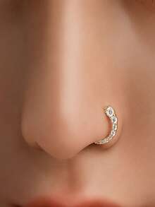 1pc Sterling Silver S925 Rhinestone Nose Ring, Small And Light Piercing Jewelry, Elegant And Simple, Nasal Septum Cartilage Spiral Ear Tragus, Gold And Silver, Suitable For Women's Daily Wear