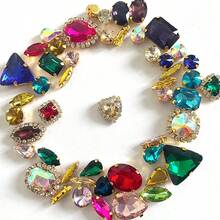 1 Pack Approx. 50pcs Gold Sew On Rhinestone, Mixed Shapes Glass Gems Metal Claw Sewing Studs Rhinestone Crystals, Silver - Multicolor Mixed - View 7