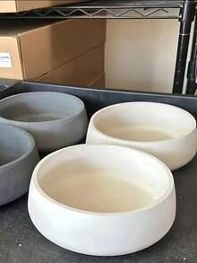 1 件大号圆形水泥花盆模具带石膏托盘、树脂储物碗、石膏储物碗硅胶模具、水泥多肉植物盆模具适用于 DIY 树脂工艺品生产 - 白色 - 查看 10