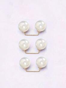 9pcs Pearl Brooch Pin Set - Adjustable, Non-Slip, Pins For Waist Cinching, Collar Adjusting, Scarf Fixing, Fashion Accessory, Comes In Champagne, Grey, White Faux Pearl Buttons - Ideal For Dresses, Blouses And Garment Decor - Multicolor - View 10