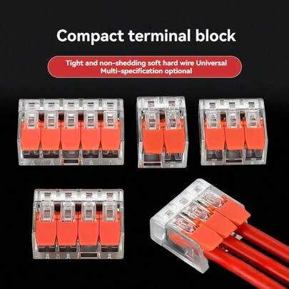 16/30/50/60/80/120pcs Box: Super-Fast Electrical Lever Wire Connectors - 2,3,4&5 Port Electric Cable Clamps Lever Wire Connectors, Wire Connector Assortment Kit, Electrical Cam-Type Connectors Compact Splicing Connector Kit