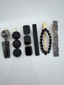 Set de 6 piezas de pasadores de pelo minimalistas y multifuncionales, prácticos, aptos para uso diario, pasadores de pelo, accesorios para el cabello, accesorios para la cabeza, horquillas - Negro - Ver 1