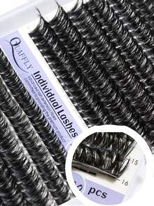 Lash Kit Thick Clusters 60+80D D Curl Wispy Individual Eyelash False Lash Kit (9-16mm MIX Thick KIT) - màu đen - Xem 4